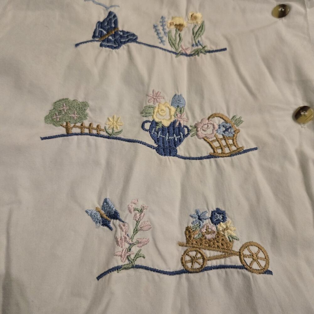 Vtg John Henry 90s Embroider Cottagecore Button Down Shirt 100% Cotton M Novelty - Picture 4 of 8